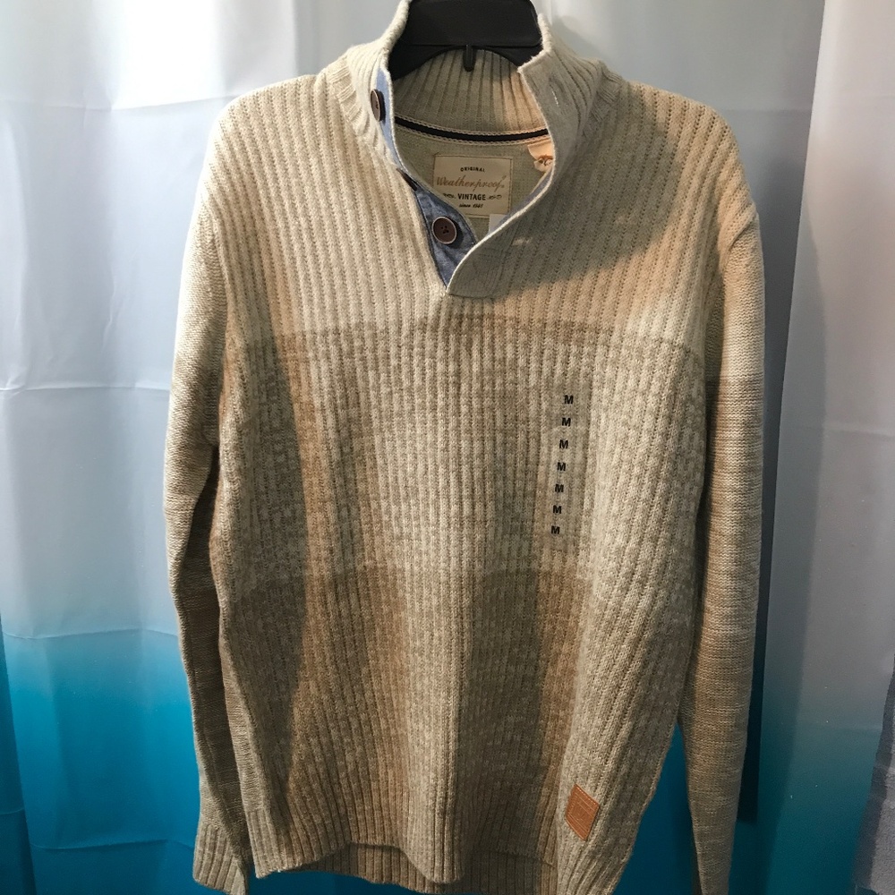 Weatherproof Vintage Knit Sweater w/ Button Up Collar - NWT